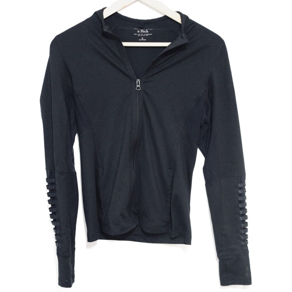Womens Abercrombie & Fitch Black Mesh Zip-Up Long Sleeve Sweatshirt Size Small S